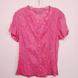 3/$10 Scott Large Short Sleeve Button Down shirt Pink